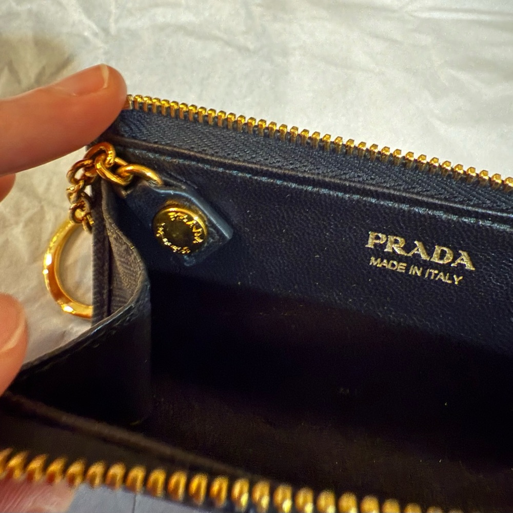 Prada Black Saffiano Coin Purse and Key Chain with Gold Logo - Picture 7 of 14